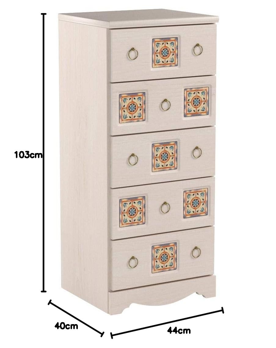 Amazon｜大川家具 nakakei チェスト スパニッシュ 45cm幅5段 ホワイト